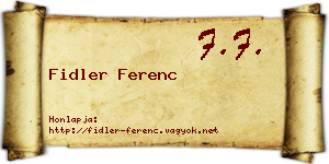 Fidler Ferenc névjegykártya